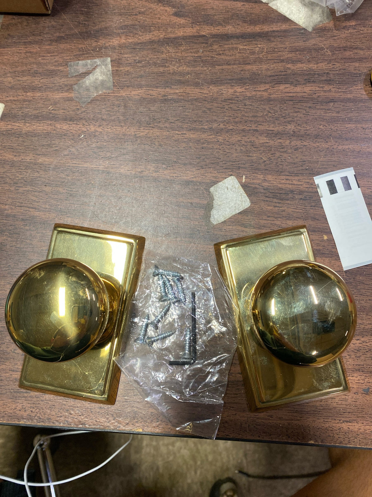 Emtek 8521PUS3 Providence Non-Turning Two-Sided Dummy Door Knob Set with Rectangular Rose from the Brass Classic Collection - Polished Brass