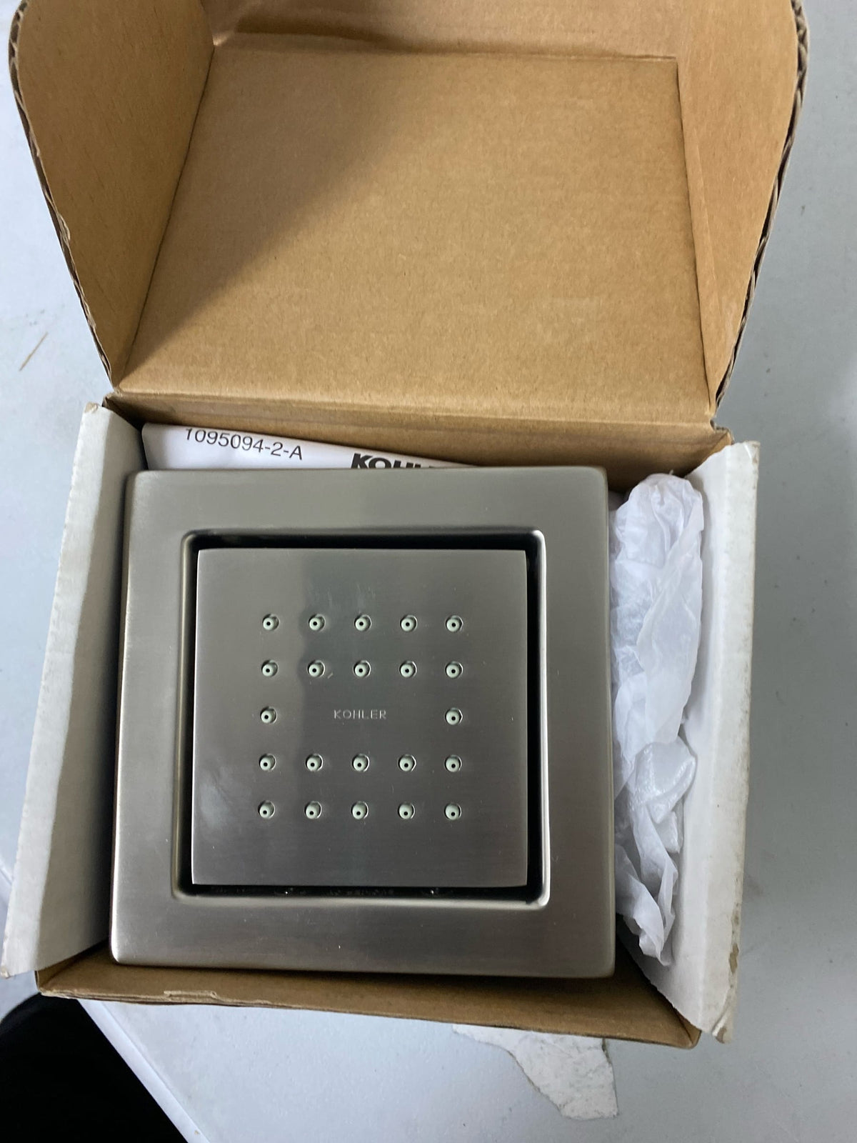 Kohler K-8003-BN WaterTile Square Single Square Metal Body Spray – with 22 Rubber Spray Nozzles - Brushed Nickel