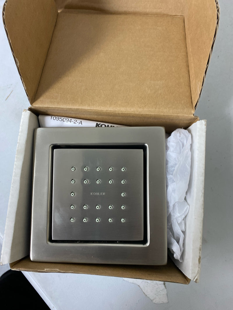 Kohler K-8003-BN WaterTile Square Single Square Metal Body Spray – with 22 Rubber Spray Nozzles - Brushed Nickel