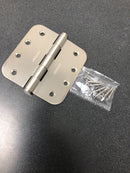 Hickory Hardware 70303-9151 Solid Stainless Steel 4" X 4" - 5/8" Radius Corner Plain Bearing Arc Pattern 8 Hole Door Hinge - Brushed Stainless Steel