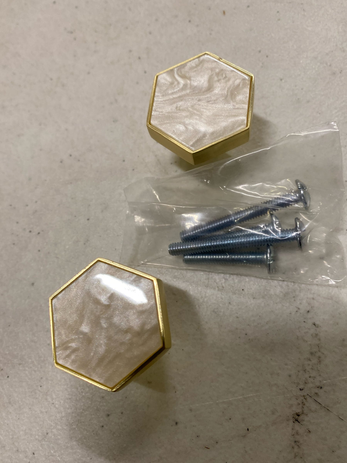 Amerock 2PK36973MOP Accents 1-5/16 Inch Geometric Cabinet Knob - Pack of 2 - Gold / Mother of Pearl