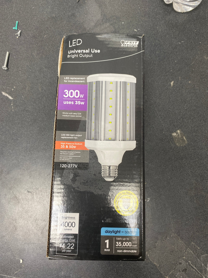 Feit electric C4000/5K/LEDG2/HDRP 300-Watt Equivalent Corn Cob E26 with E39 Mogul Adapter High Lumen HID Utility LED Light Bulb Daylight (5000K) (1-Bulb)