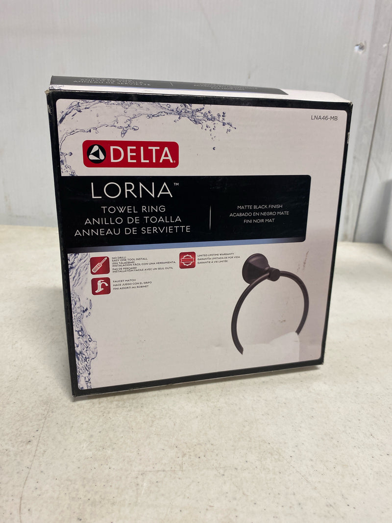 Delta LNA46-MB Lorna Wall Mounted Round Closed Towel Ring Bath Hardware Accessory in Matte Black