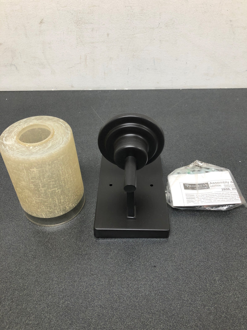 Progress lighting P2959-20 Alexa Collection 1-Light Antique Bronze Bath Sconce with Etched Umber Linen Glass Shade
