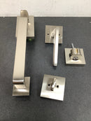 Emtek 4820HLOUS15RH Baden Right Handed Sectional Single Cylinder Keyed Entry Handleset with Helios Interior Lever - Satin Nickel