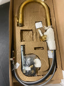 California Faucets K10-100SQ-48-BBU Davoli 1.8 GPM Single Hole Pre-Rinse Pull Down Kitchen Faucet - Includes Escutcheon - Burnished Brass Uncoated