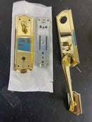 Baldwin 85337003RENT Right Handed Bethpage Escutcheon Single Cylinder Handleset with Bethpage Interior Lever and Emergency Egress - Lifetime Polished Brass