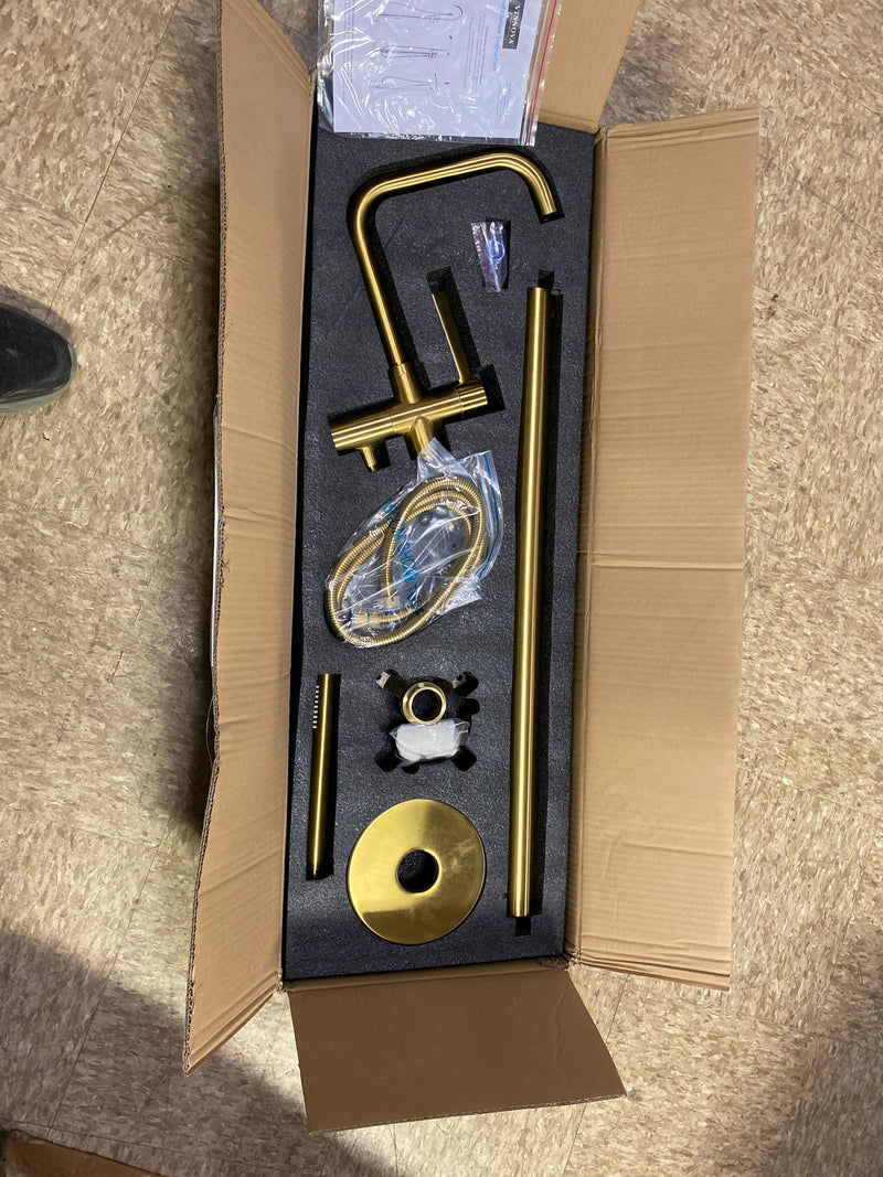 Roswell 809215-BTF-BG Delara Single-Handle Freestanding Tub Faucet with Hand Shower in Brushed Gold