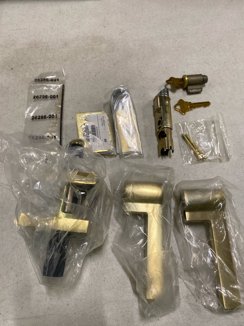 Baldwin ENSQUCSR044 Square Single Cylinder Keyed Entry Door Lever Set with Contemporary Square Rose - Satin Brass