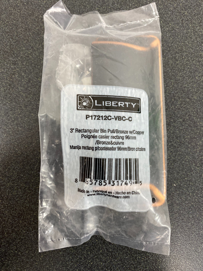 Liberty P17212C-VBC-C 3 in. (76 mm) Center-to-Center Bronze with Copper Highlights Rectangular Cup Drawer Pull