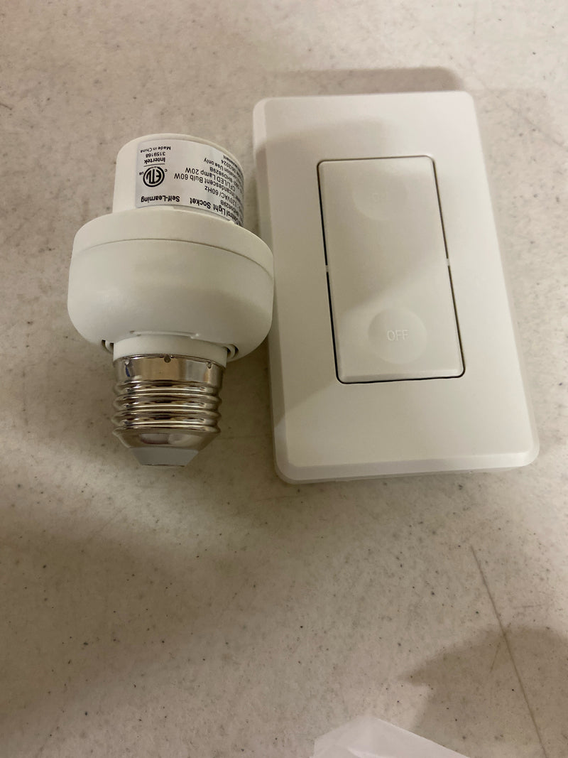 Dewenwils HRLS11T 120-Volt Remote Control Light Bulb Socket w/ Wall Mounted Wireless Controller, White (1 Wall Switch Plus 1 Socket)