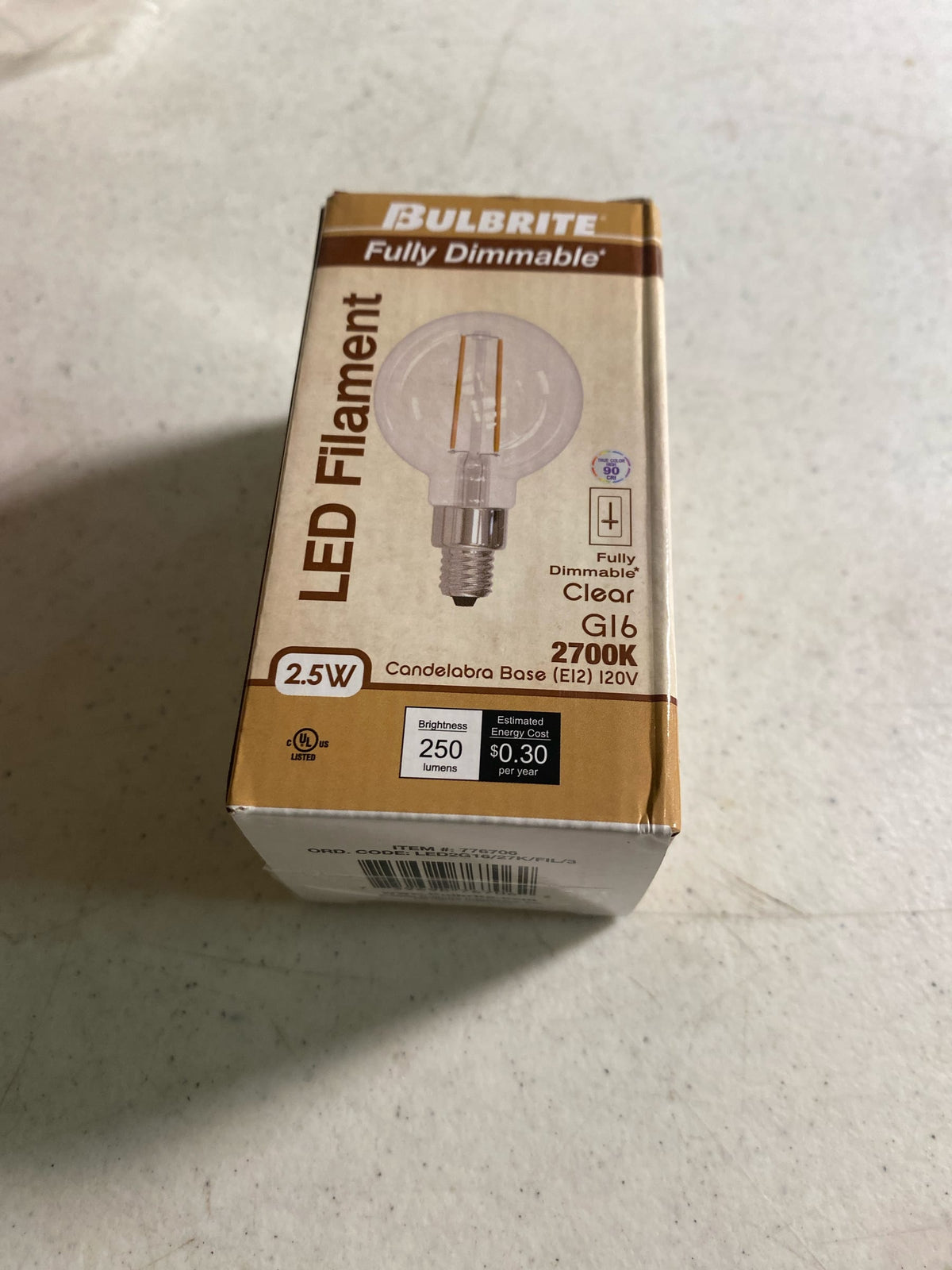 Bulbrite 776706 - LED2G16/27K/FIL/3 Globe Style Antique Filament LED Light Bulb