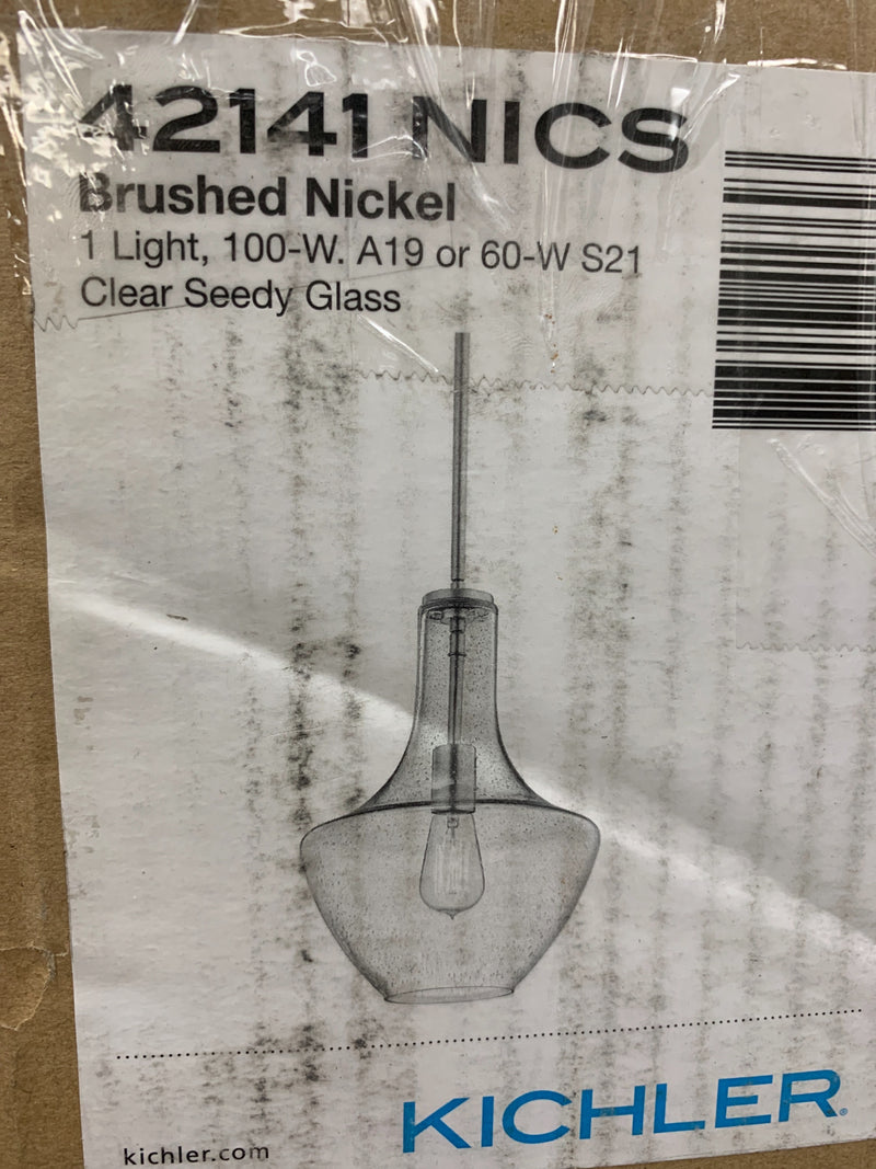 Kichler 42141NICS Everly Single Light 11" Wide Pendant with Seedy Glass Shade - Brushed Nickel