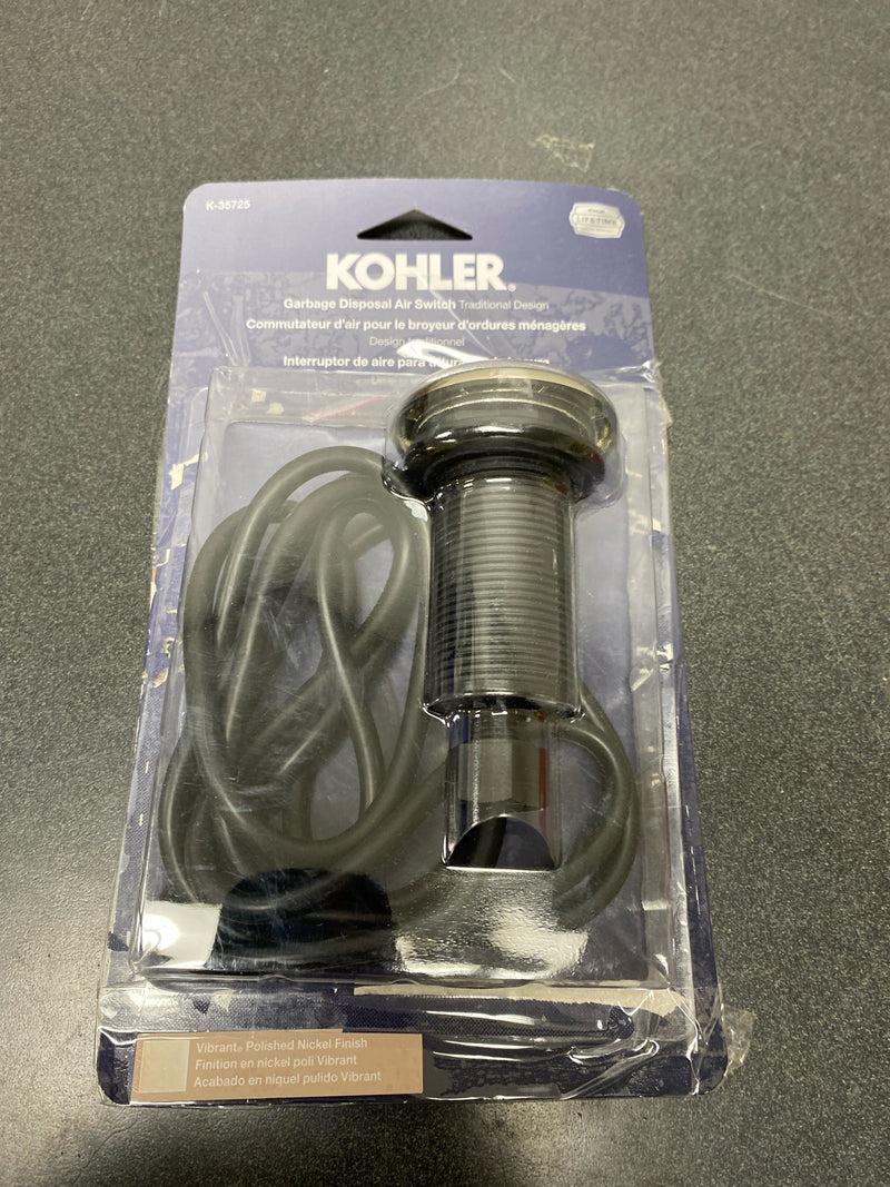Kohler K-35725-SN Traditional Garbage Disposal Air Switch Button Only - Vibrant Polished Nickel