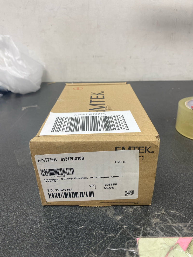 Emtek 8131PUS10B Providence Passage Door Knob Set with Quincy Rose from the Classic Brass Collection - Oil Rubbed Bronze