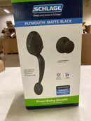 Schlage FE285 G PLY 622 Plymouth Matte Black Door Handleset Grip with Plymouth Door Knob