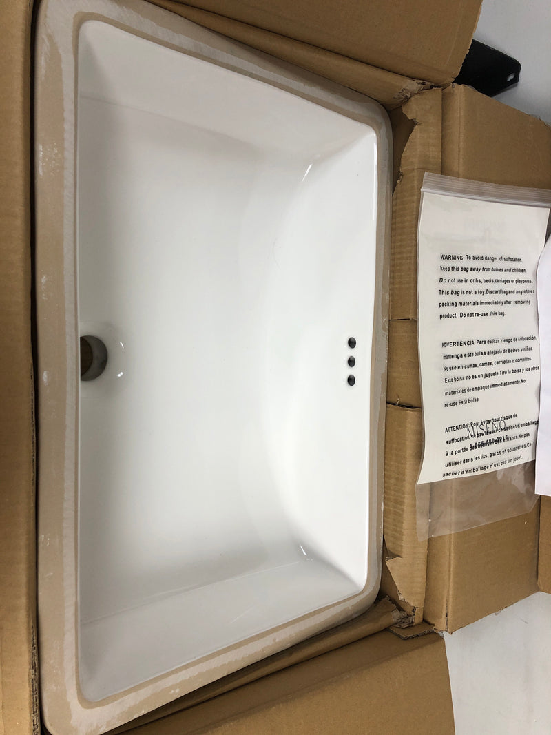 Miseno MNO1812RUBWH Cafe 21" X 15" Undermount Bathroom Sink with Overflow (Mounting Clips Included) - Bright White