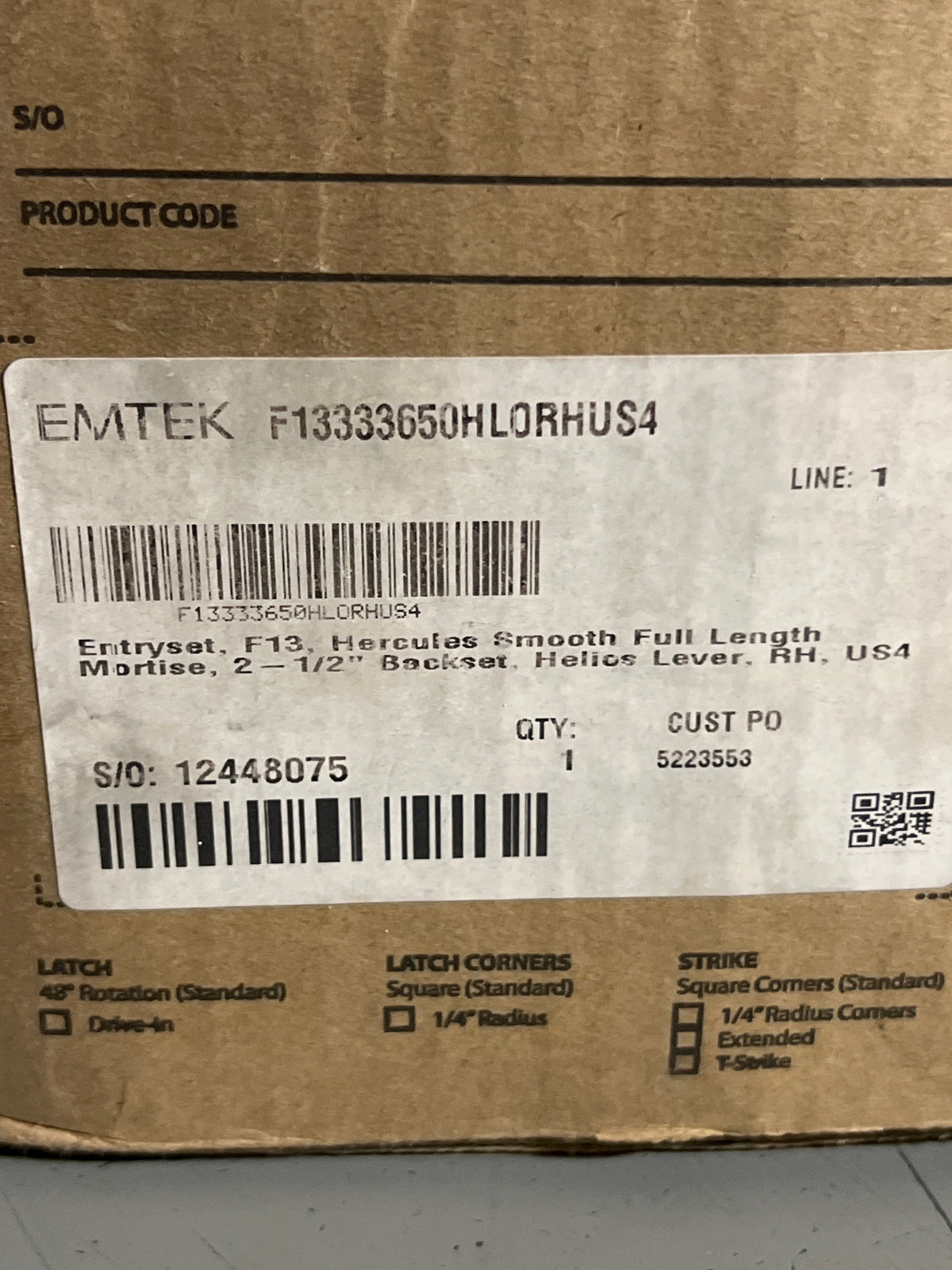 Emtek 4219US4 Single Cylinder Hercules Full Length Tubular Handleset - Satin Brass