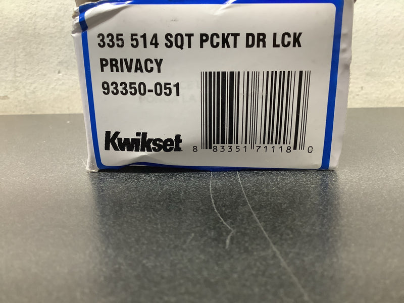 Kwikset Matte Black Square Bed/Bath Pocket Door Lock-335514SQTPCKTDR