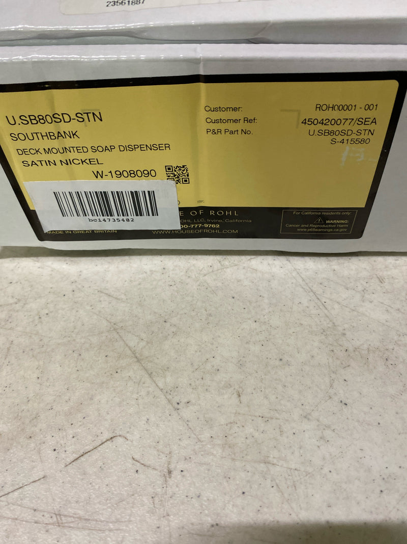 Perrin and Rowe U.SB80SDSTN Southbank Deck Mounted Soap Dispenser with 16 oz Capacity - Satin Nickel