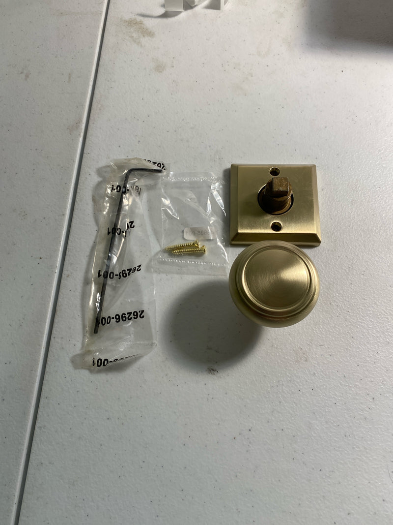 Baldwin HDTRATSR044 Traditional Non-Turning One-Sided Dummy Door Knob with Square Rose - Satin Brass