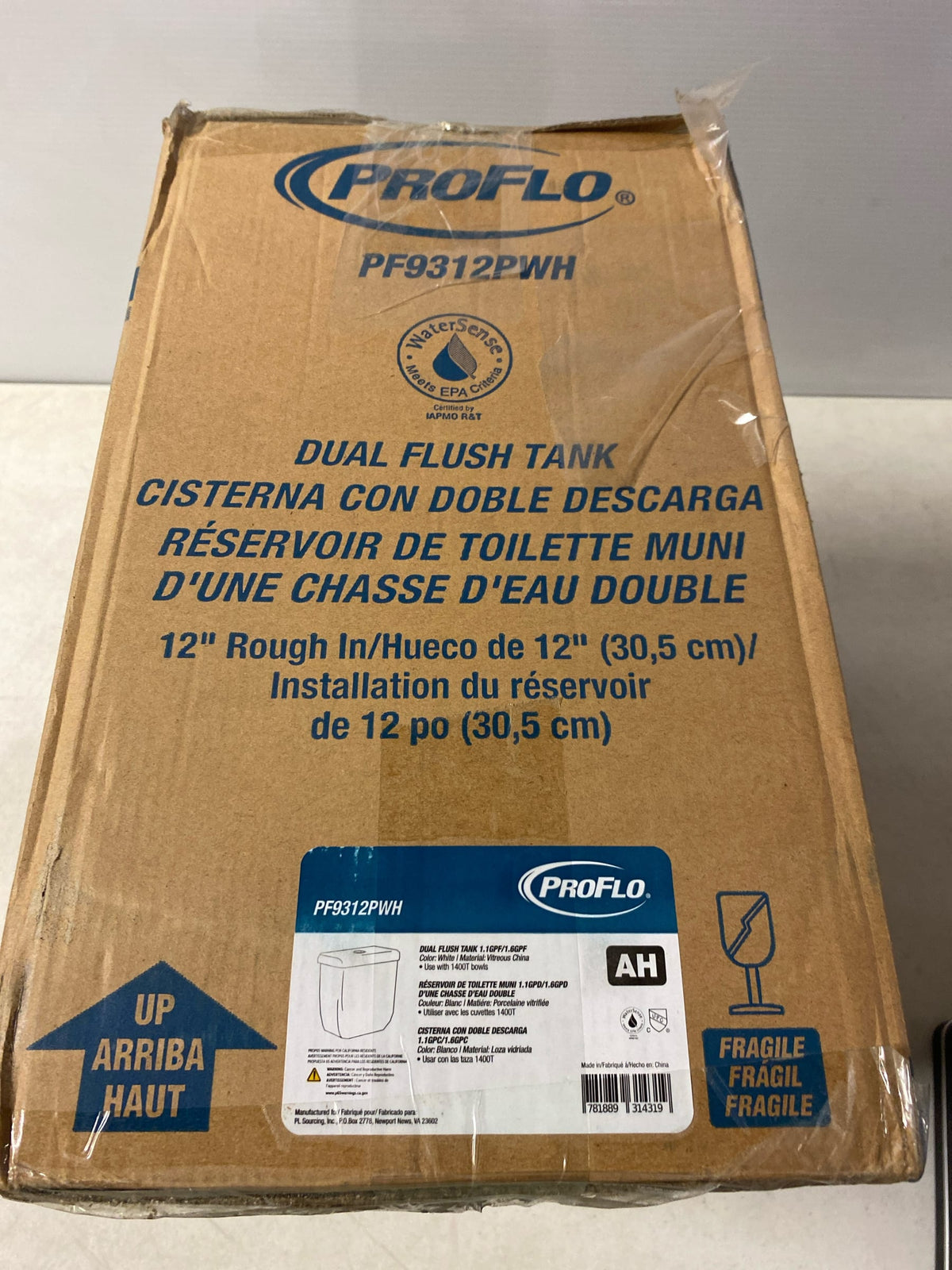 PROFLO PF9312PWH Amador 1.6 GPF Dual Flush Toilet Tank Only with Top Trip Lever - White