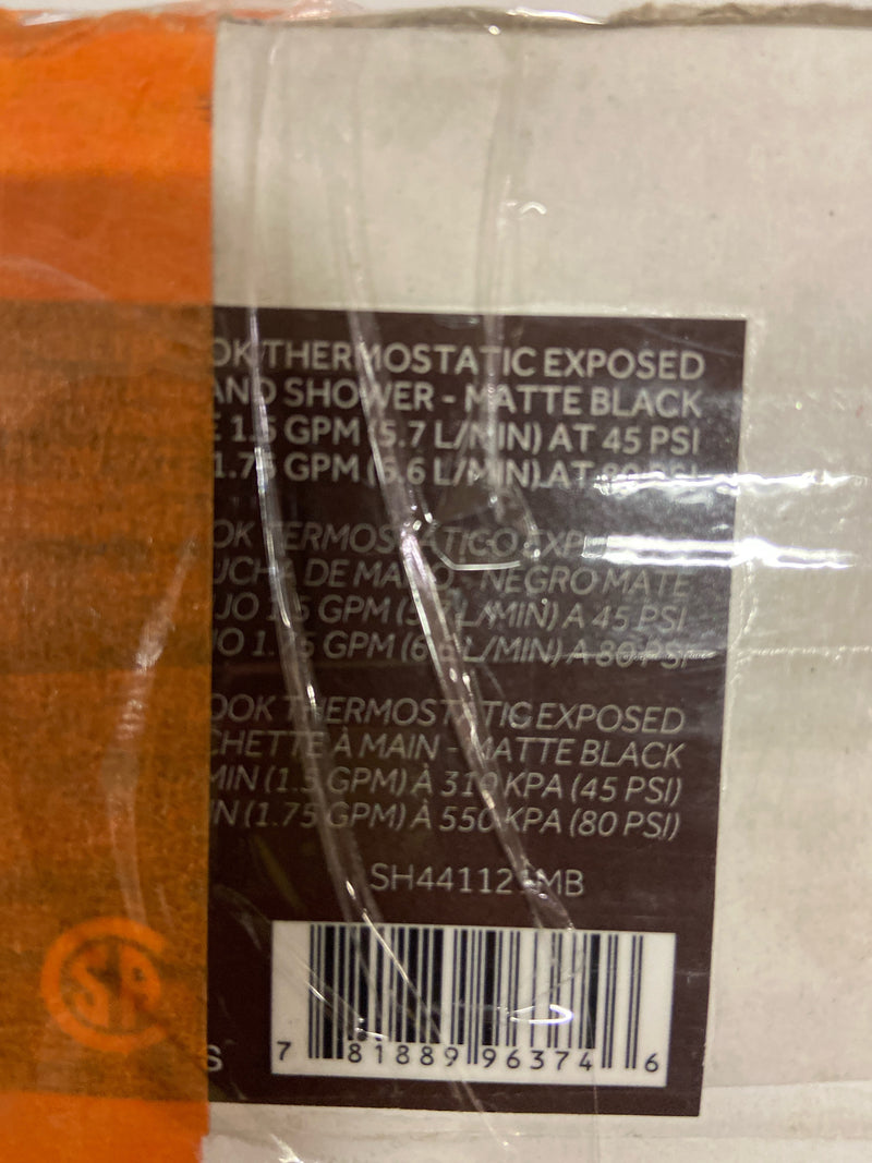 Signature Hardware 485647 Hollybrook Thermostatic Exposed Pipe Shower System with Rainfall Shower Head, Multifunction Hand Shower, and Hose - Matte Black