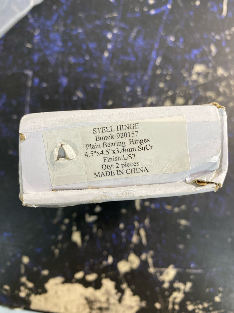 Emtek 92015US7 4.5" x 4.5" Square Corner Plain Bearing Mortise Hinge - Pair - French Antique