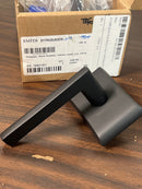 Emtek 5112HLOUS19LH Helios Left Handed Passage Door Lever Set with Modern Rectangular Rose - Flat Black