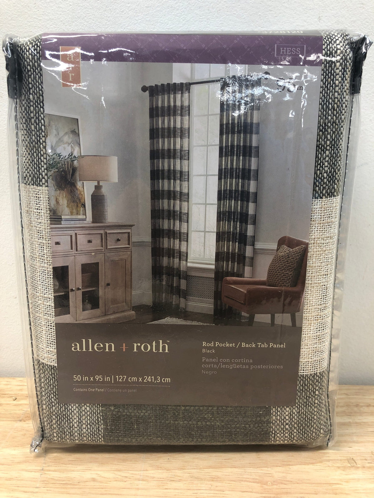  Allen + Roth 95-in Back Tab Curtains, Black - 2 Panels