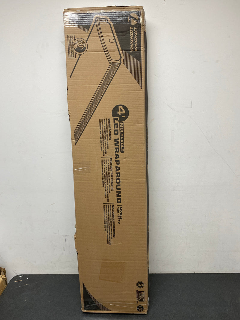 Lithonia lighting 217NVY Contractor Select 48-in. 4000 Lumens Integrated LED White Low Profile Flush Mount Wraparound Light