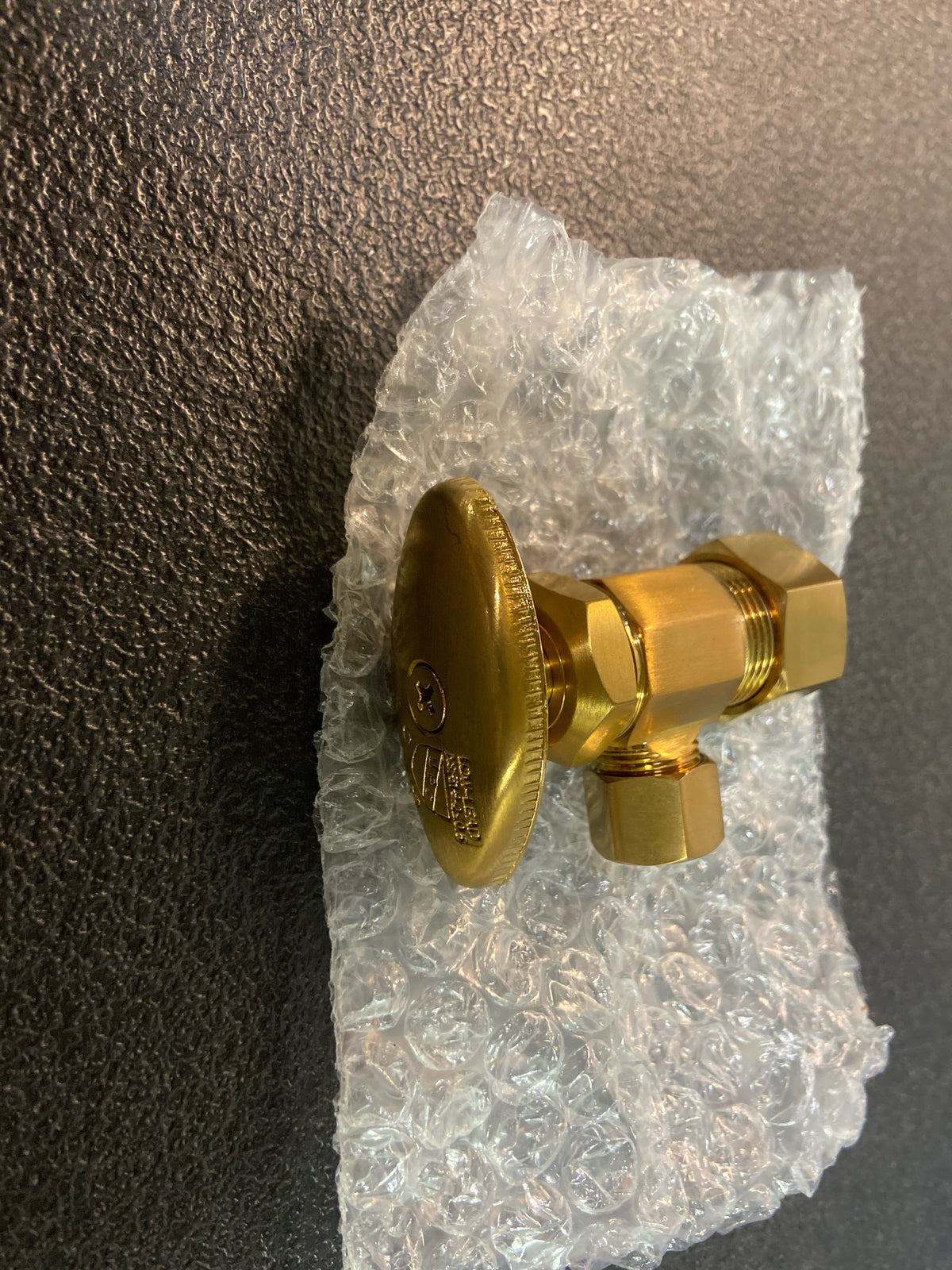 Signature Hardware SH203BG Angle Stop with Oval Handle - 5/8" X 3/8" - Brushed Gold