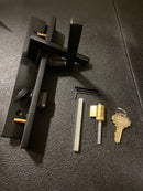 Emtek 15A1US19 RH Helios Brass Modern Door Configuration 5 Keyed Entry Multi Point Narrow Trim Lever Set with European Cylinder Below Handle - Flat Black