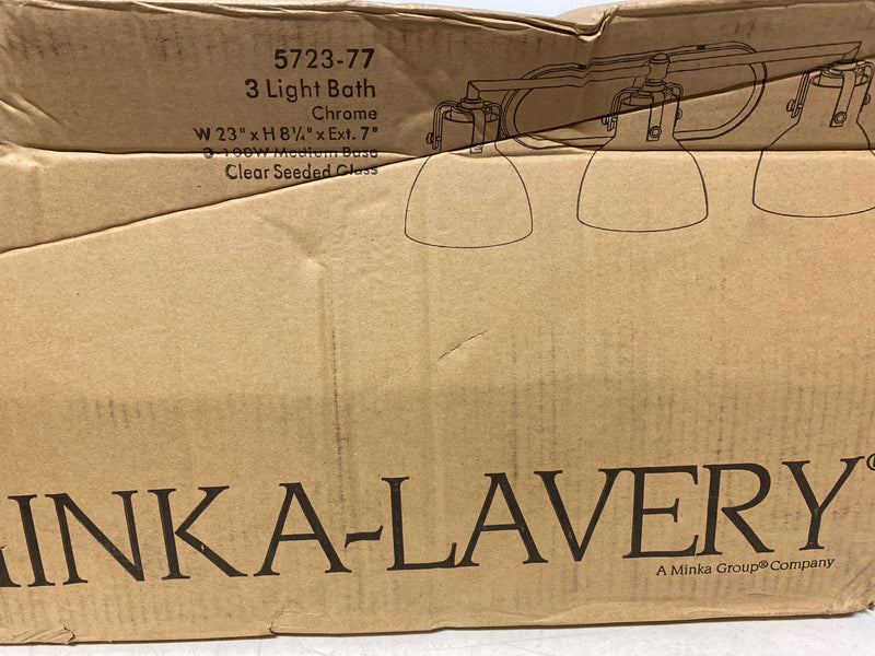 Minka Lavery 5723-77 3 Light 23" Width Bathroom Vanity Light with Clear Seeded Shade from the Seeded Bath Art Collection - Chrome