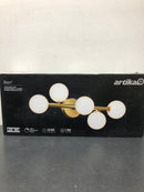 Artika VAN-BL-GD Bloom 27 in. 5-Light Gold Modern Integrated LED Vanity Light Bar for Bathroom with Frosted Glass