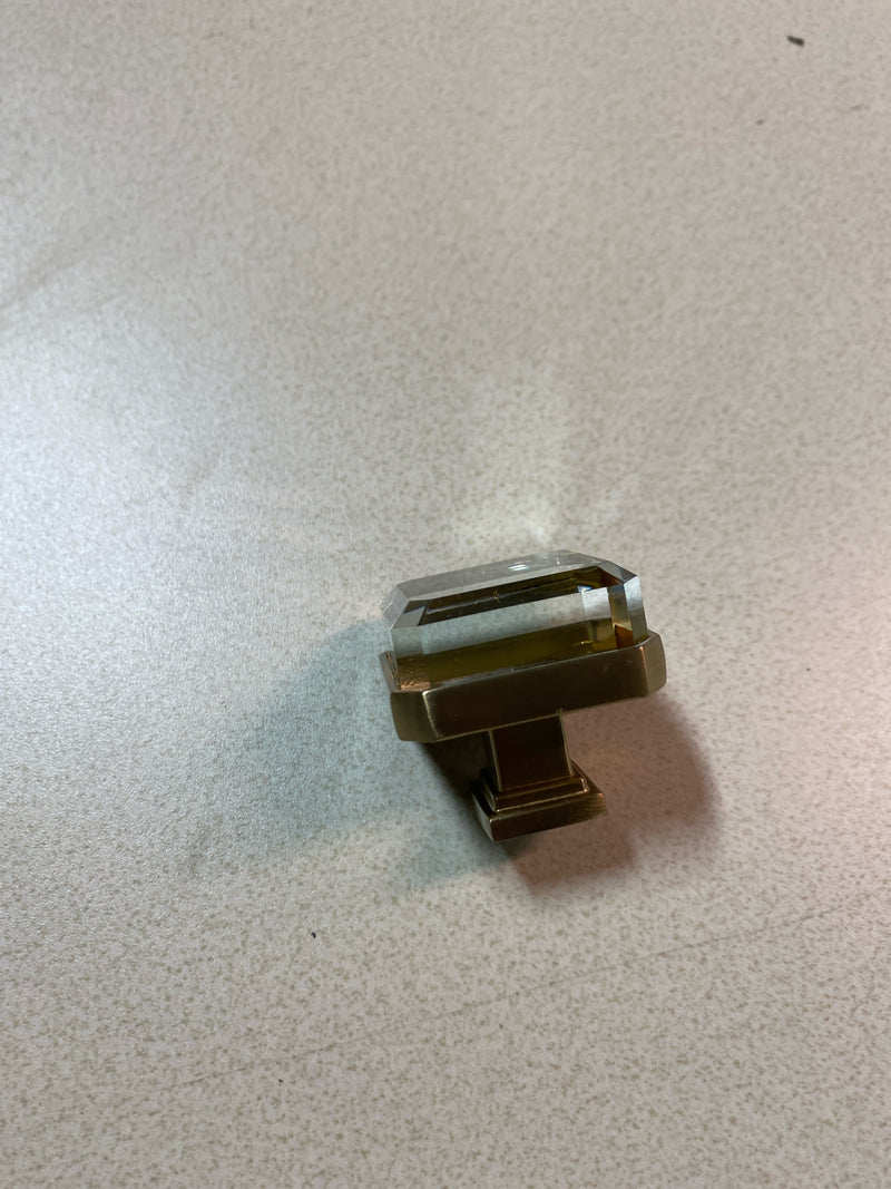 Amerock Glacio 1-3/8 inch (35mm) Length Clear/Golden Champagne Cabinet Knob, BP36975CBBZ