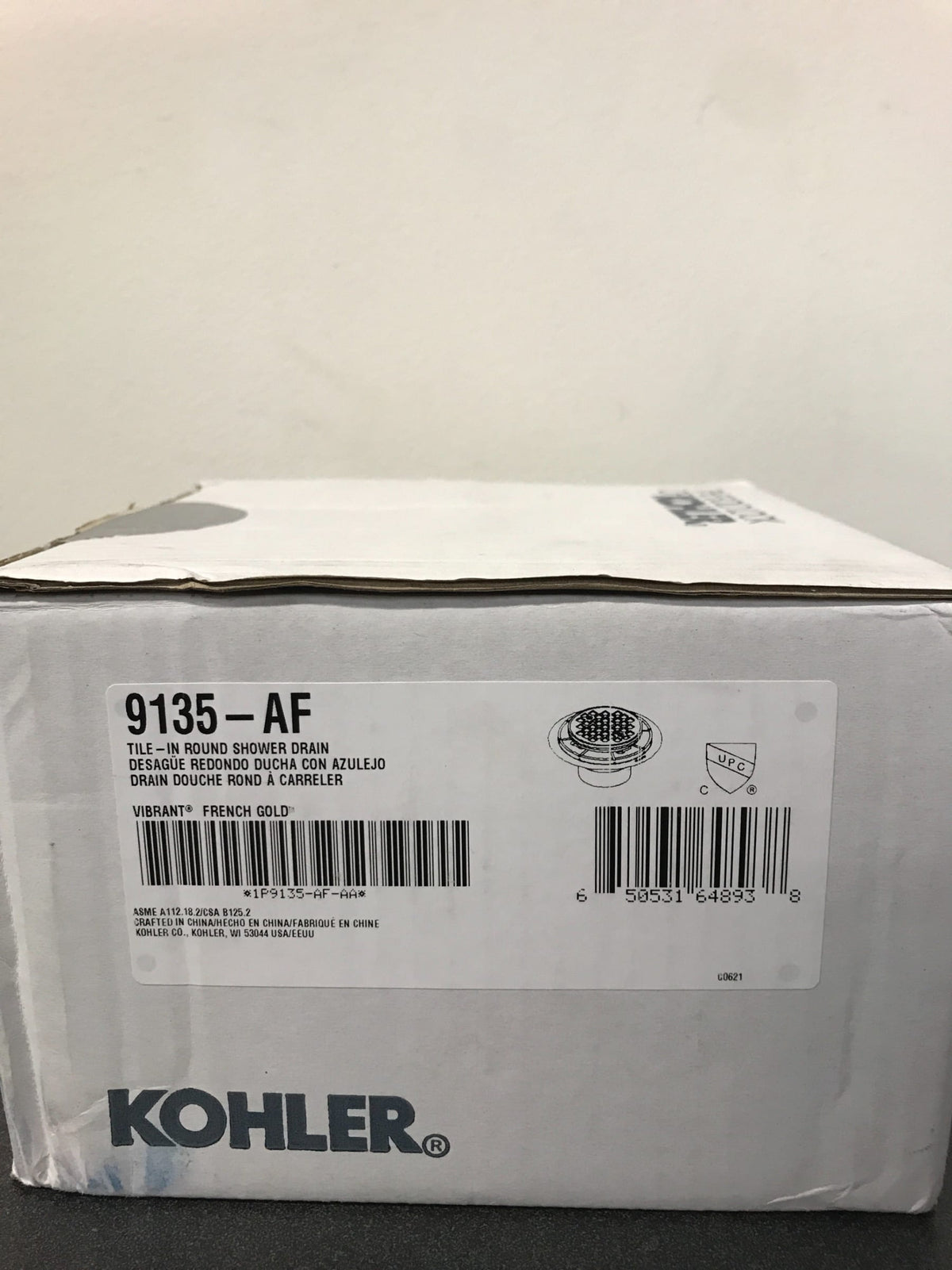 Kohler Round Grid Shower Drain - French Gold