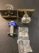 Emtek 810LWUS14 Lowell Crystal Passage Door Knob Set with Brass Rectangular Rosette - Polished Nickel