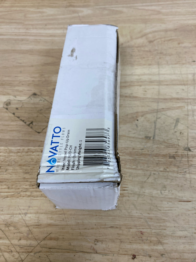 Novatto PUD-CH Single Bathroom Vanity Sink Pop Up Drain Without Overflow in Chrome