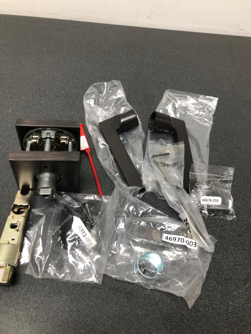 Baldwin PVSQUCSR112 Square Privacy Lever Set with Contemporary Square Rose - Venetian Bronze