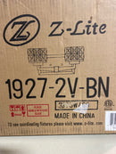 Z-Lite 1927-2V-BN Rubicon 2 Light 14" Wide Vanity Light with Textured Glass Shades - Brushed Nickel
