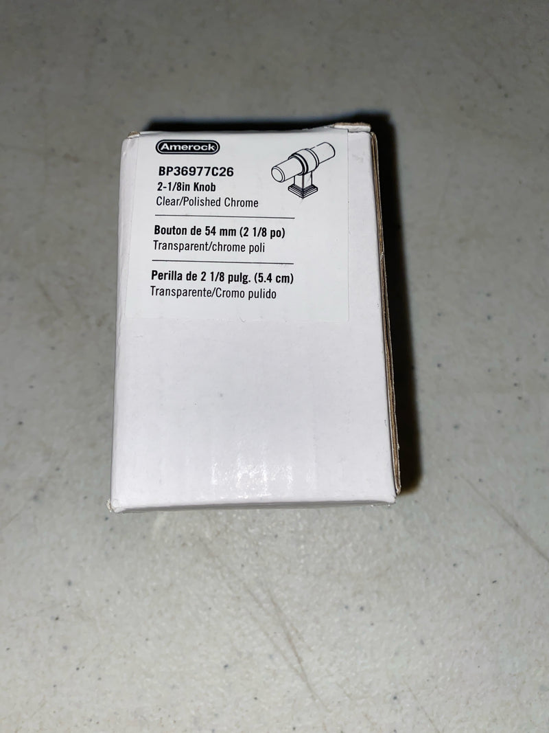 Amerock Glacio 2-1/8 inch (54mm) Length Clear/Polished Chrome Cabinet Knob, BP36977C26