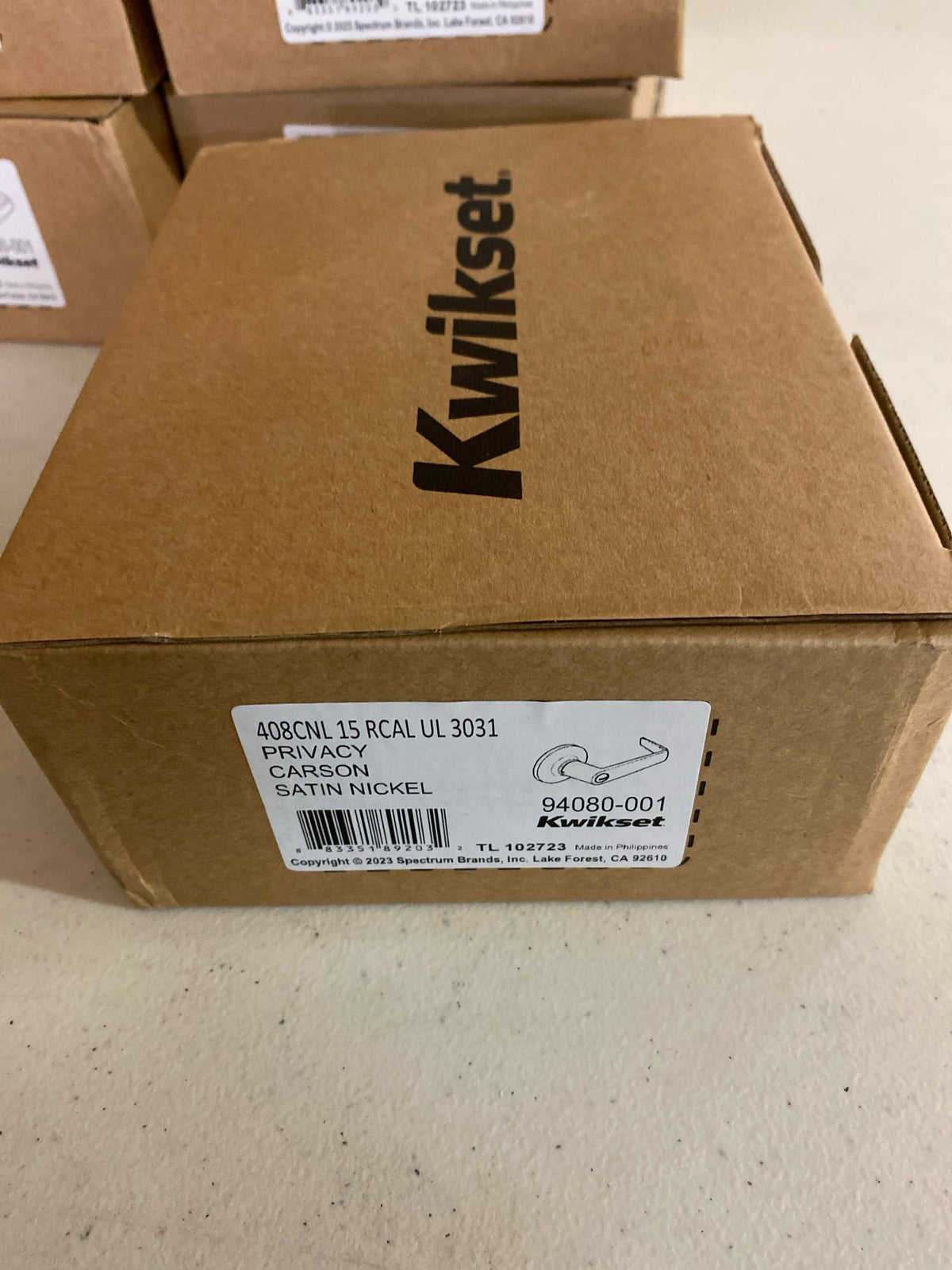 Kwikset 408CNL 15 RCAL Carson Satin Nickel Bed/Bath UL Door Handle