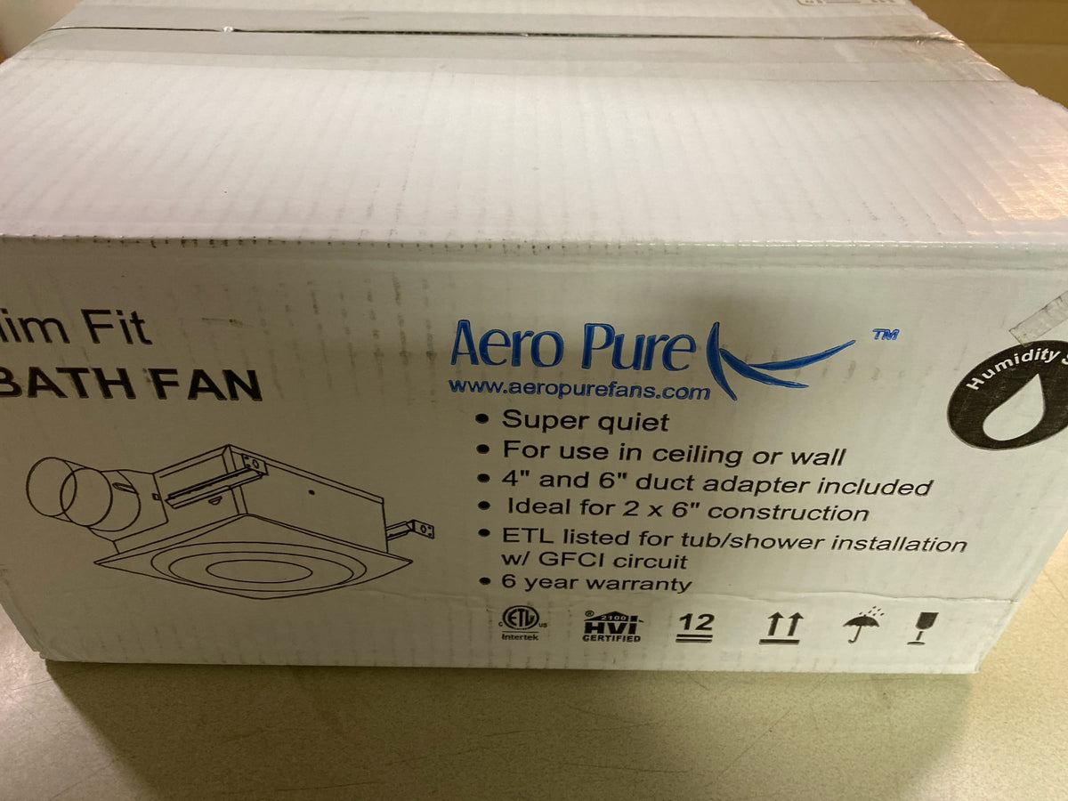 Aero Pure AP120H-SL W Slim Fit Bathroom Fan with 13W LED 3000K Light and Humidity Sensor, TrueWhite Finish