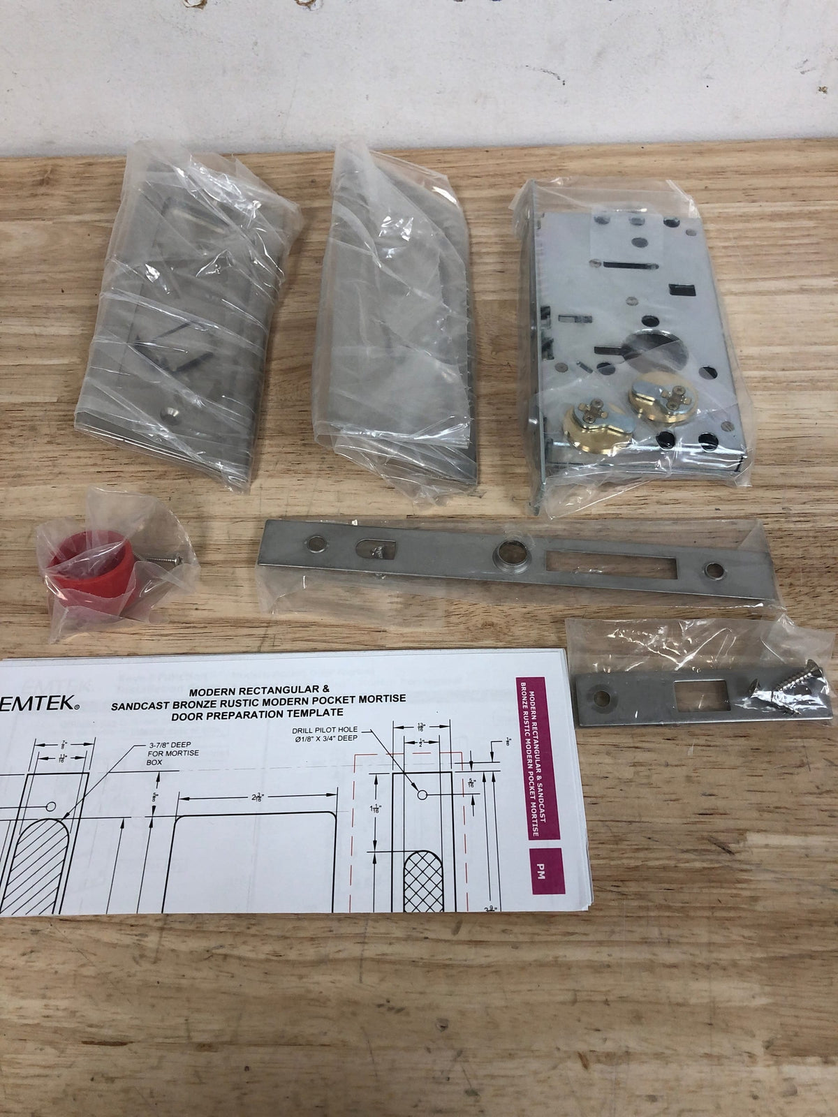 Emtek 2114US15138 EMT 2114 US15 MODERN DT 138 PASSAGE POCKET DOOR MORTISE LCK