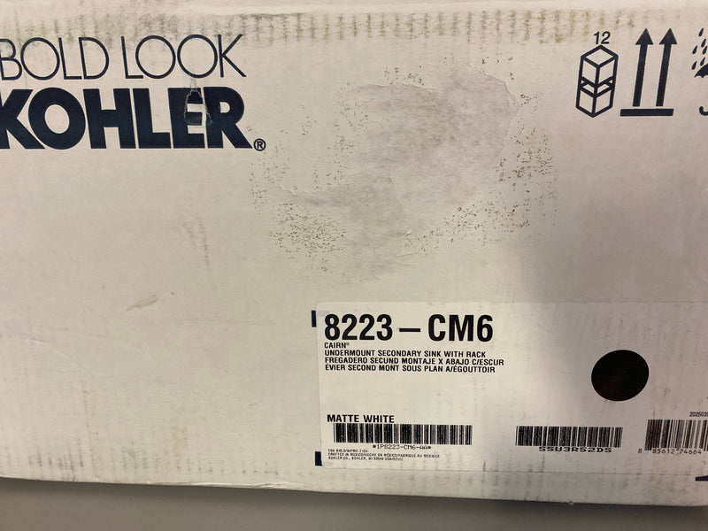 Kohler K-8223-CM6 Cairn 15-1/2" Undermount Single Basin Stone Composite Bar Sink - Matte White