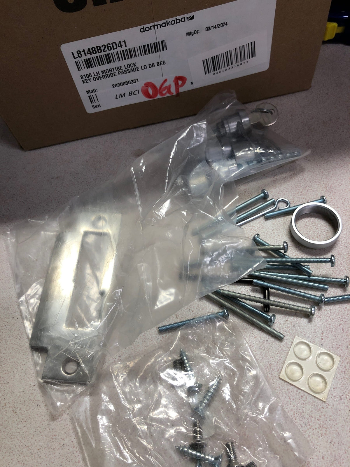 Kaba Simplex 8100 Series Metal Left Handed Mechanical Pushbutton Mortise Lock with Lever, Combination Entry, Key Override, Passage, Lockout, R/C Schlage, Core Not Included, Satin Chrome Finish