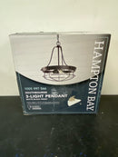 Hampton bay DSHD19522P Southbourne 3-Light Matte Black Pendant with Open Steel Cage Frame