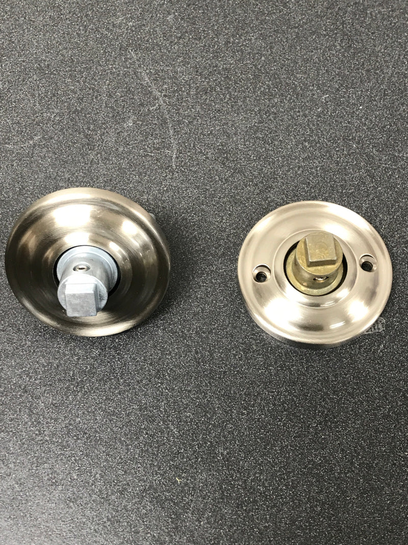 Baldwin FDTRATRR150 Traditional Non-Turning Two-Sided Dummy Door Knob Set with Round Rose - Satin Nickel