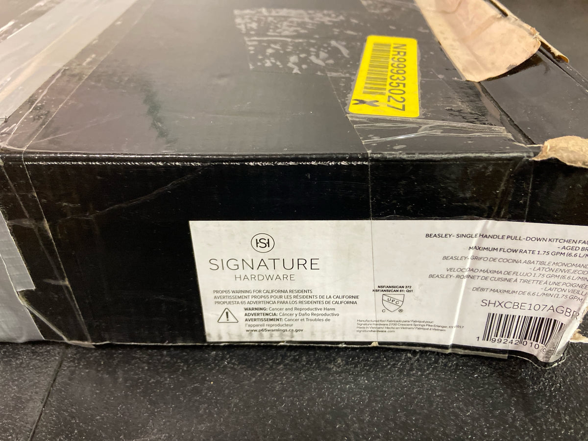 Signature Hardware SHXCBE107AGBR Beasley 1.75 GPM Single Hole Pull-Down Kitchen Faucet - Aged Brass